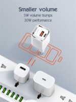 ⁦A2317C – Wall charger 30W PD/QC Fast Charger with Type-C Cable⁩ - الصورة ⁦4⁩