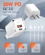⁦A2317C | Wall charger 30W PD/QC Fast Charger withwith USB-c to lightning Cable⁩ - الصورة ⁦3⁩