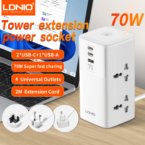 LDNIO-7-1-70-USB.png_-510x510 SC4383 | LDNIO 70W Multifunctional Universal Desktop Power Adapter - الصورة 1