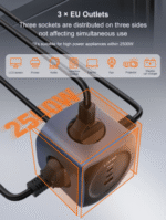 SE3338 | LDNIO 6 in 1 EU Power Socket Adapter Desktop Charger 65W USB-C - Image 3