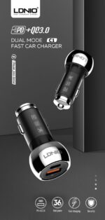 36W Zinc Alloy Shell Super Fast Car charger C1 with cable type-c