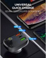 ⁦C704Q | LDNIO FM Transmitter Car Charger 3 USB PD QC 4+ Portable Phone Charger For Cars⁩ - الصورة ⁦3⁩