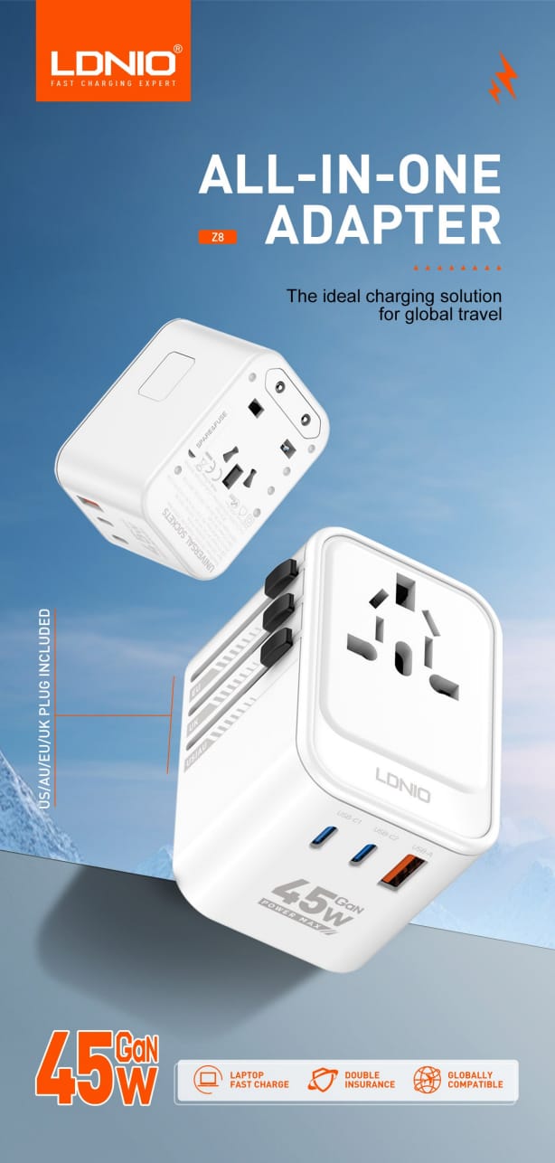 WhatsApp Image 2026-06-09 at 16.00.00 LDNIO Z8 45W GaN Universal Travel Adapter - الصورة 1