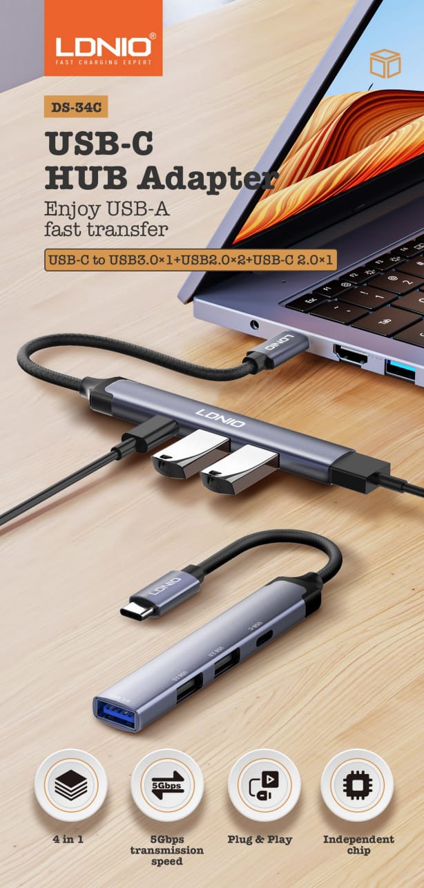 WhatsApp Image 2026-06-09 at 16.44.18 (3) LDNIO DS-34C 4-in-1 USB-C Docking Station - الصورة 1