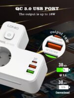 ⁦LDNIO SE2337 Portable Electrical Extension Socket⁩ - الصورة ⁦4⁩