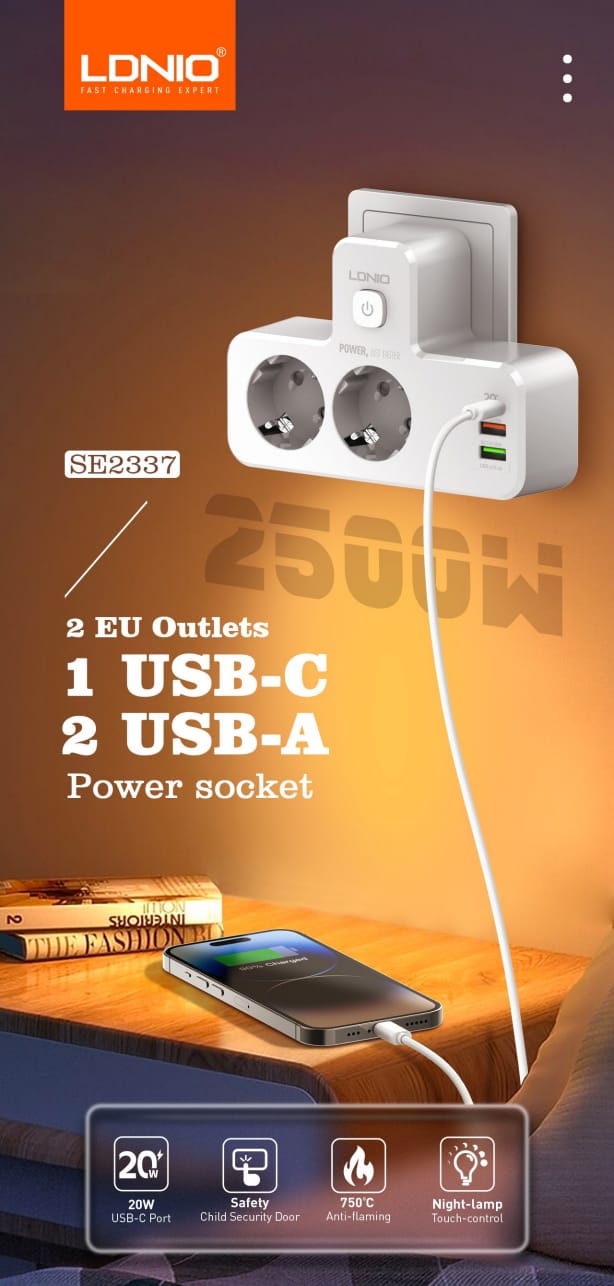 WhatsApp Image 2026-06-21 at 21.09.35 (6) LDNIO SE2337 Portable Electrical Extension Socket - الصورة 1