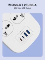 LDNIO SC4407C Power Strip 2500W with 4 AC Outlets, 2 USB-A & 2 USB-C - Image 5