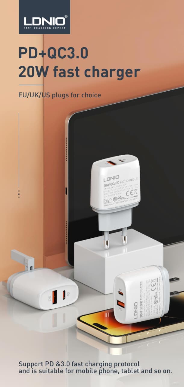 WhatsApp Image 2026-06-21 at 21.41.27 LDNIO Q229 20W PD + QC3.0 Fast Charger - Image 1