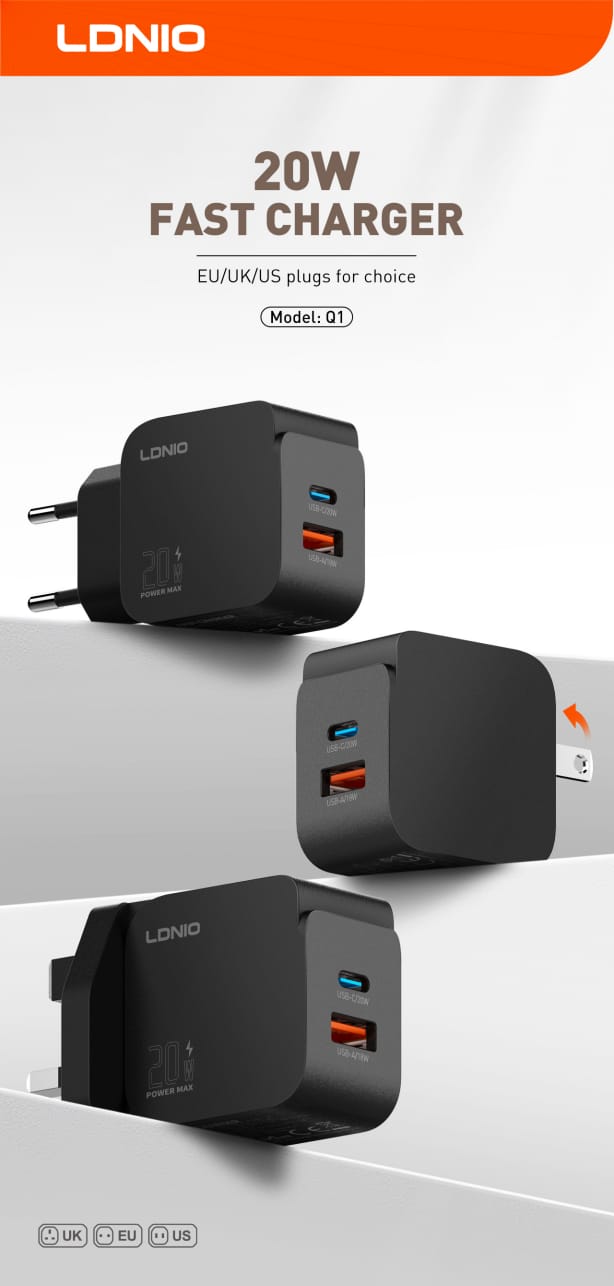 WhatsApp Image 2026-06-21 at 21.52.53 (6) LDNIO Q1 20W Fast Charger - الصورة 1