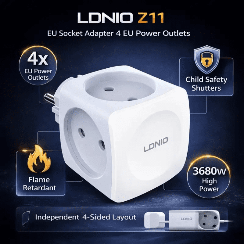 g1quzp2q LDNIO | Z11 EU Socket Adapter 4 AC outlets - Image 1